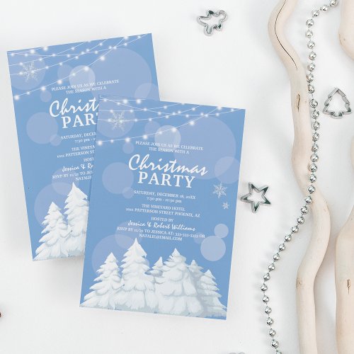 Winter Ice Blue Christmas Holiday Party Invitation