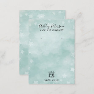 Winter ice blue green star jewelry earring display business card