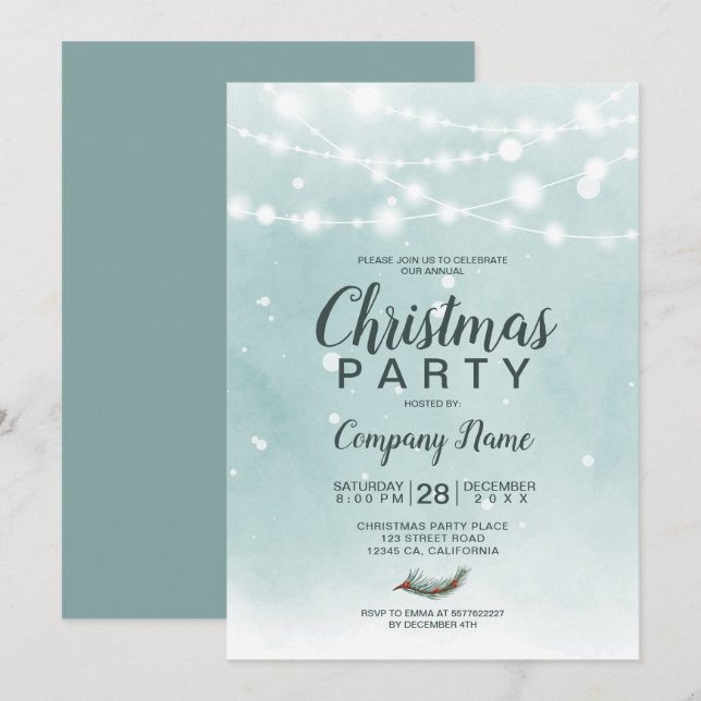 Winter ice blue lights snow Christmas corporate Invitation (Front/Back)