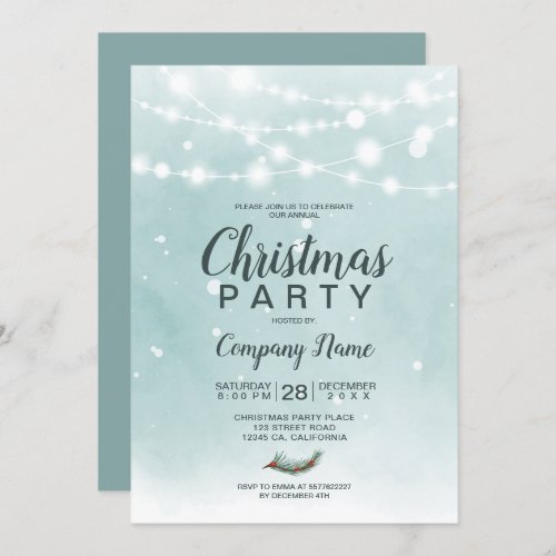 Winter ice blue lights snow Christmas corporate Invitation