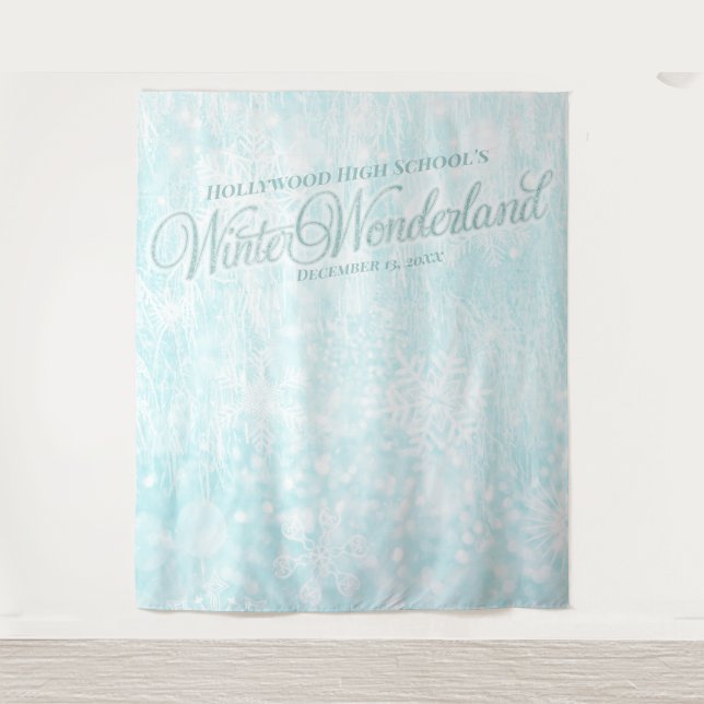Winter Ice Blue Snowflake Photo Backdrop (Front)