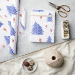 Winter Ice Blue Trees Holly Berries Christmas Wrapping Paper<br><div class="desc">A Beautiful Minimalist Christmas Tree Patterns with red holly berries for a cute holiday gift wrap.</div>