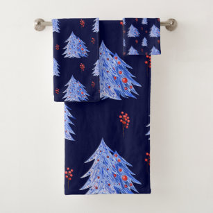 Blue best sale christmas towels