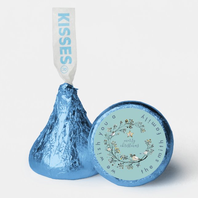 Winter Ice Blue Wreath Christmas Hershey®'s Kisses® (Front)