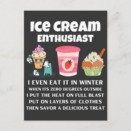 Winter ice cream enthusiast    postcard