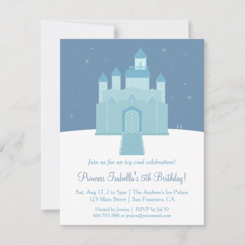 Winter Ice Frozen Palace Princess Birthday Party Invitation