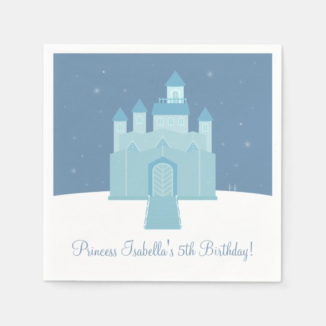 Winter Ice Frozen Palace Princess Birthday Party Paper Napkins (Front)