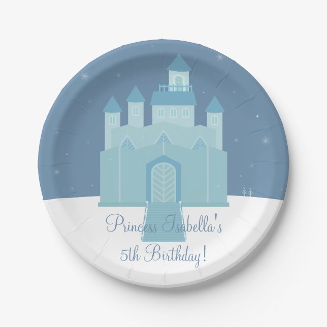 Winter Ice Frozen Palace Princess Birthday Party Paper Plates (Front)
