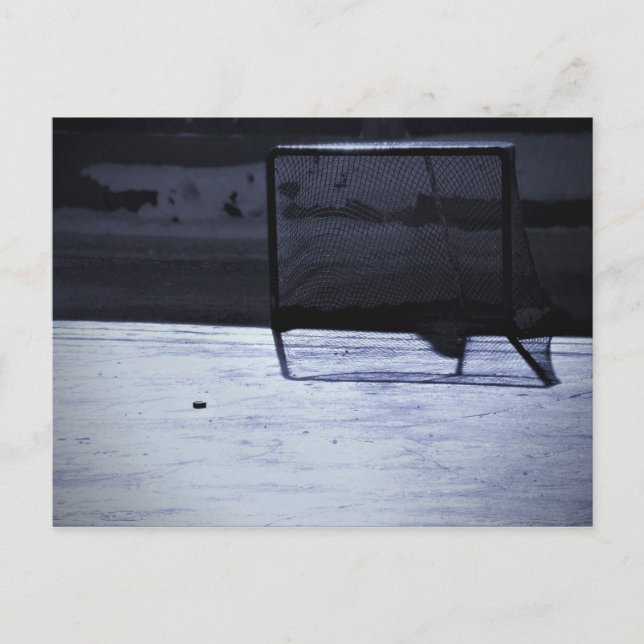 Winter Ice Hockey Puck Empty Net Postcard (Front)