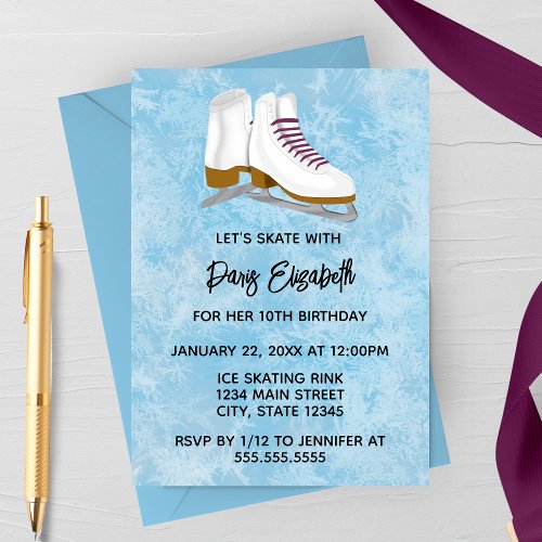 Winter Ice Skates Birthday Invitation