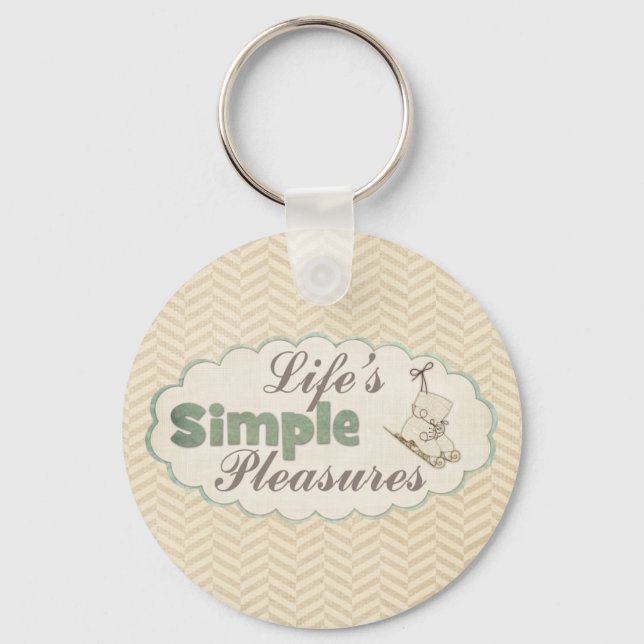 Winter ice skates vintage quote simple pleasures  keychain (Front)