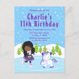Winter Ice Skating Birthday African American Girl Postcard