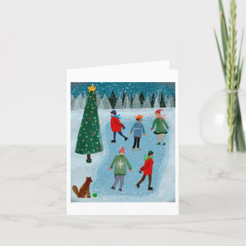 Winter Ice Skating Christmas Holiday Card