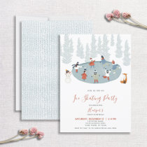 Winter Ice Skating Snow Birthday Party Invitation