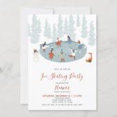 Winter Ice Skating Snow Birthday Party Invitation (Front)