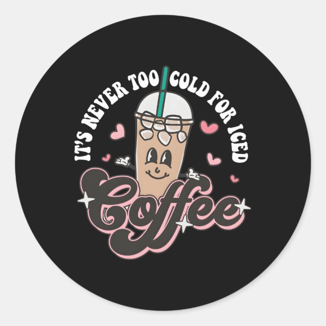 Winter Iced Coffee Classic Round Sticker (Front)