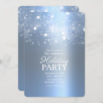 Winter Icy Blue Silver Sparkling Lights Holiday Invitation