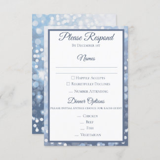 Winter Icy Blue Wedding RSVP Invitation