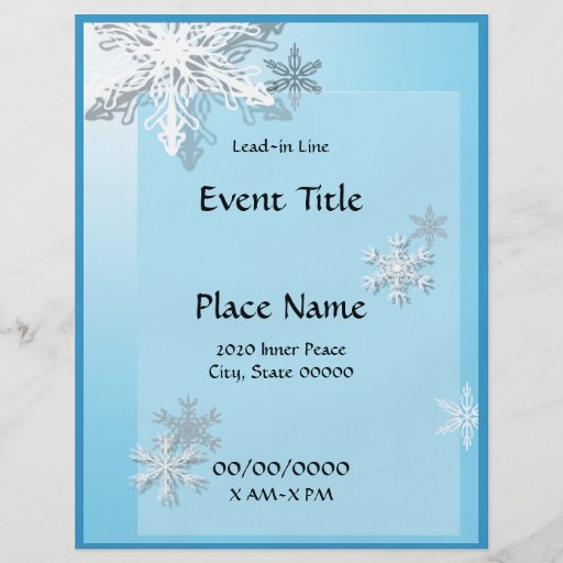Winter Icy Snowflakes Event Flyer | Zazzle