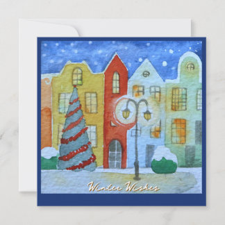Winter In A Quiet Little Town Christmas Card