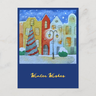 Winter In A Quiet Little Town Christmas Card