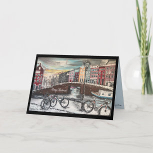 Winter in Amsterdam -The cyclists Christmas card