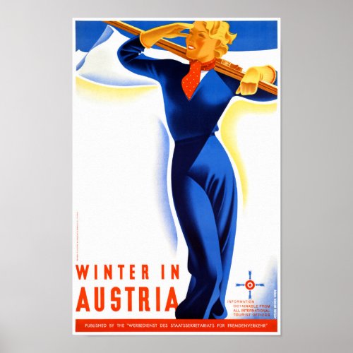 Winter in Austria Restored Vintage Travel Poster