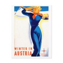 Winter in Austria, skiing girl, vintage travel