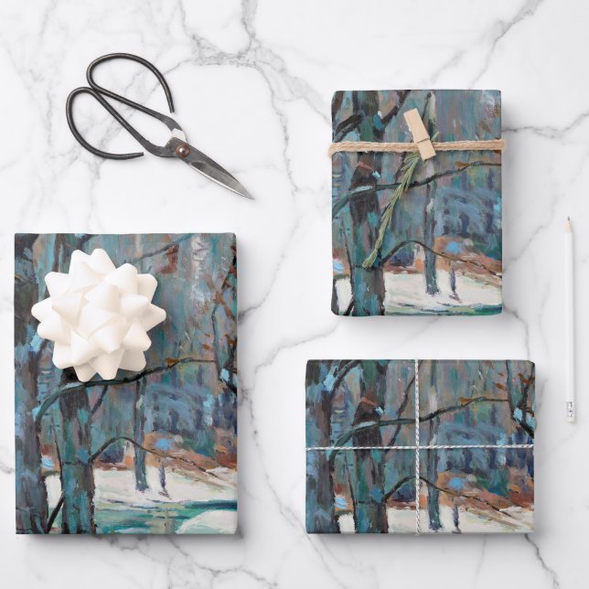 Winter in Beautiful Colorful Art Wrapping Paper Sheets (Front)