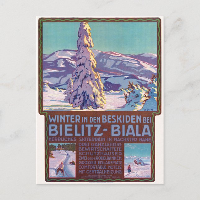 Winter in Bielitz-Biala Vintage Poster 1910 Postcard (Front)