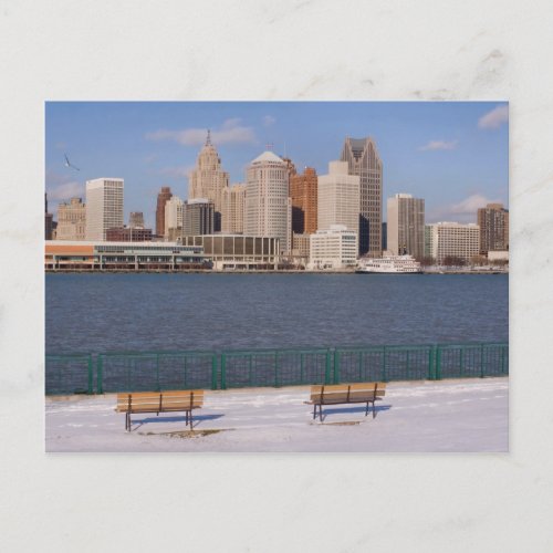 winter in detroit postcard