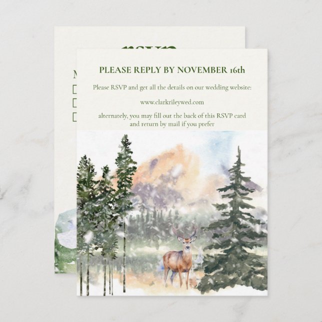Winter in Evergreen Forest RSVP Card (Front/Back)
