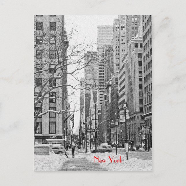 Winter in Front of NY Penn Station Postcard (Front)