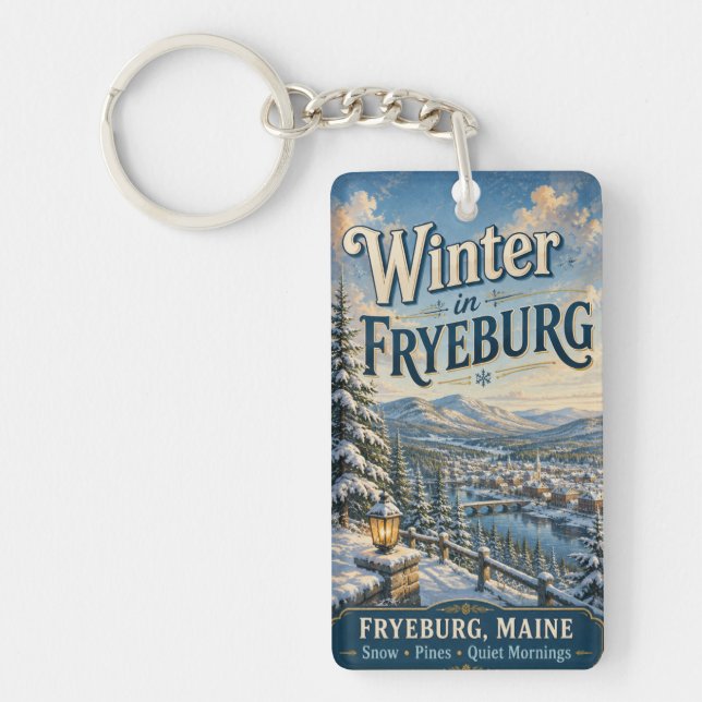 Winter in Fryeburg Maine Rectangle Acrylic Keychain (Front)