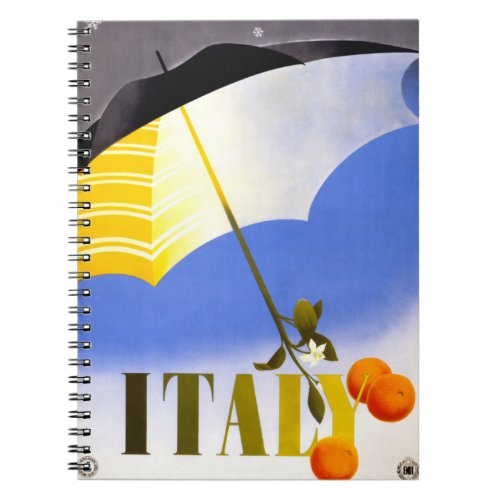 Winter in Italy Vintage Travel Poster Restored Notebook
