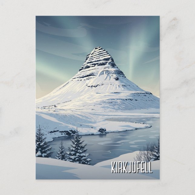 Winter in Kirkjufell Iceland Travel Postcard (Front)