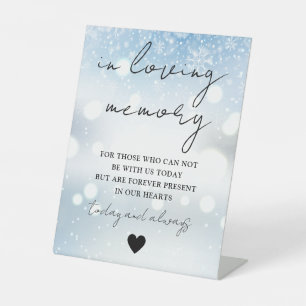 Winter In Loving Memory Elegant Script  Pedestal Sign