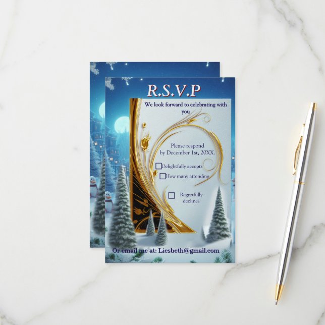 WINTER  in Magical Wonderland RSVP Card (Front/Back In Situ)