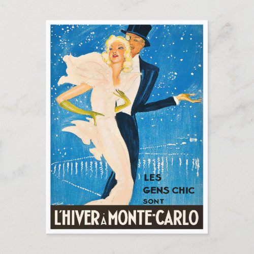 Winter in Monte Carlo Monaco France vintage travel Postcard