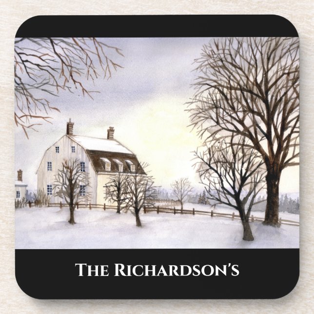Winter in New England by Farida Greenfield Beverage Coaster (Front)