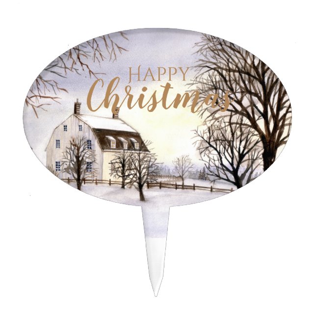 Winter in New England by Farida Greenfield Cake Topper (Front)