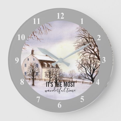 Winter in New England by Farida Greenfield Large Clock