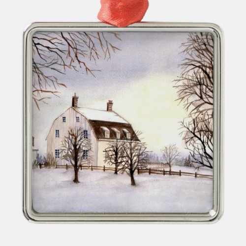 Winter in New England by Farida Greenfield Metal Ornament