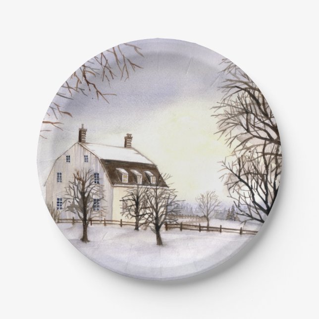 Winter in New England Paper Plates (Front)