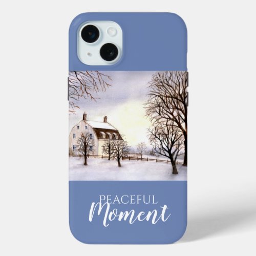 Winter in New England Watercolor Painting iPhone 15 Plus Case