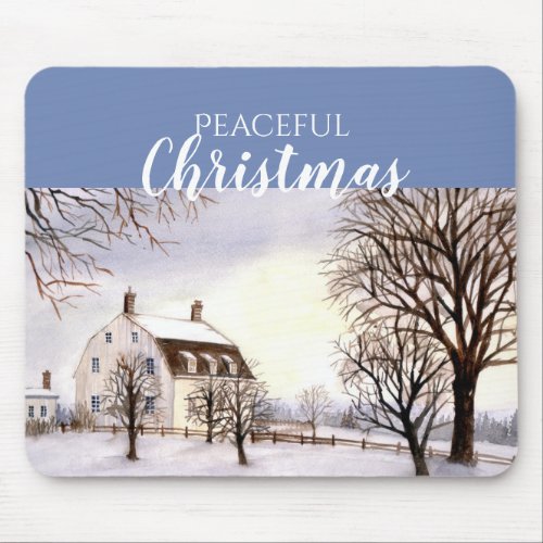 Winter in New England Watercolor Painting Mouse Pad