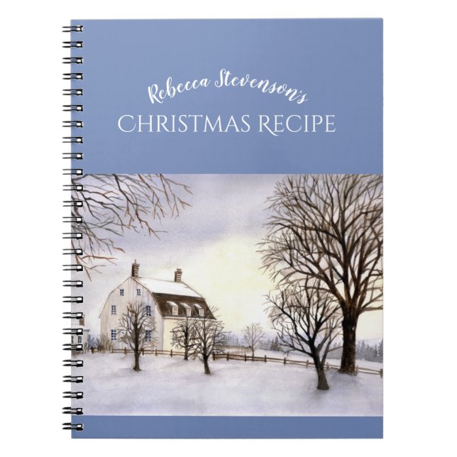 Winter in New England Watercolor Painting Notebook (Front)