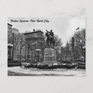 Winter in NYC's Union Square 001 Black White 002 Postcard