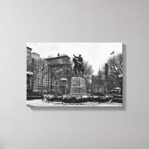 Winter in NYC's Union Square 001 Black White Canvas Print