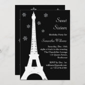 Winter in Paris Birthday Invite black (Front/Back)